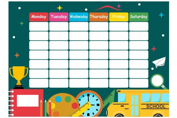 Back to School Timetable in Flat Style: Versatile Design for Modern Planning