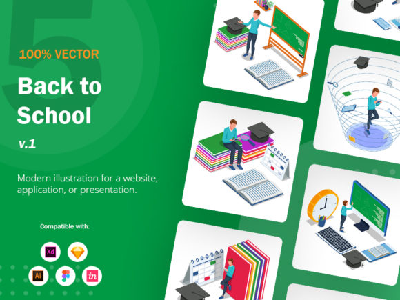 How to Use the Isometric Back to School Illustration V1 in Real Design Workflows