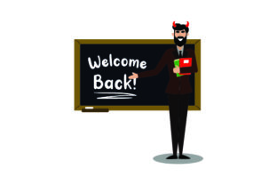 Smiling Teacher with Devil Horns: A Bold Back-to-School Design