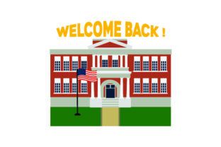 The Enduring Appeal of the Illustration of School with USA Flag in Front - Back to School