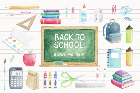 Watercolor Back to School